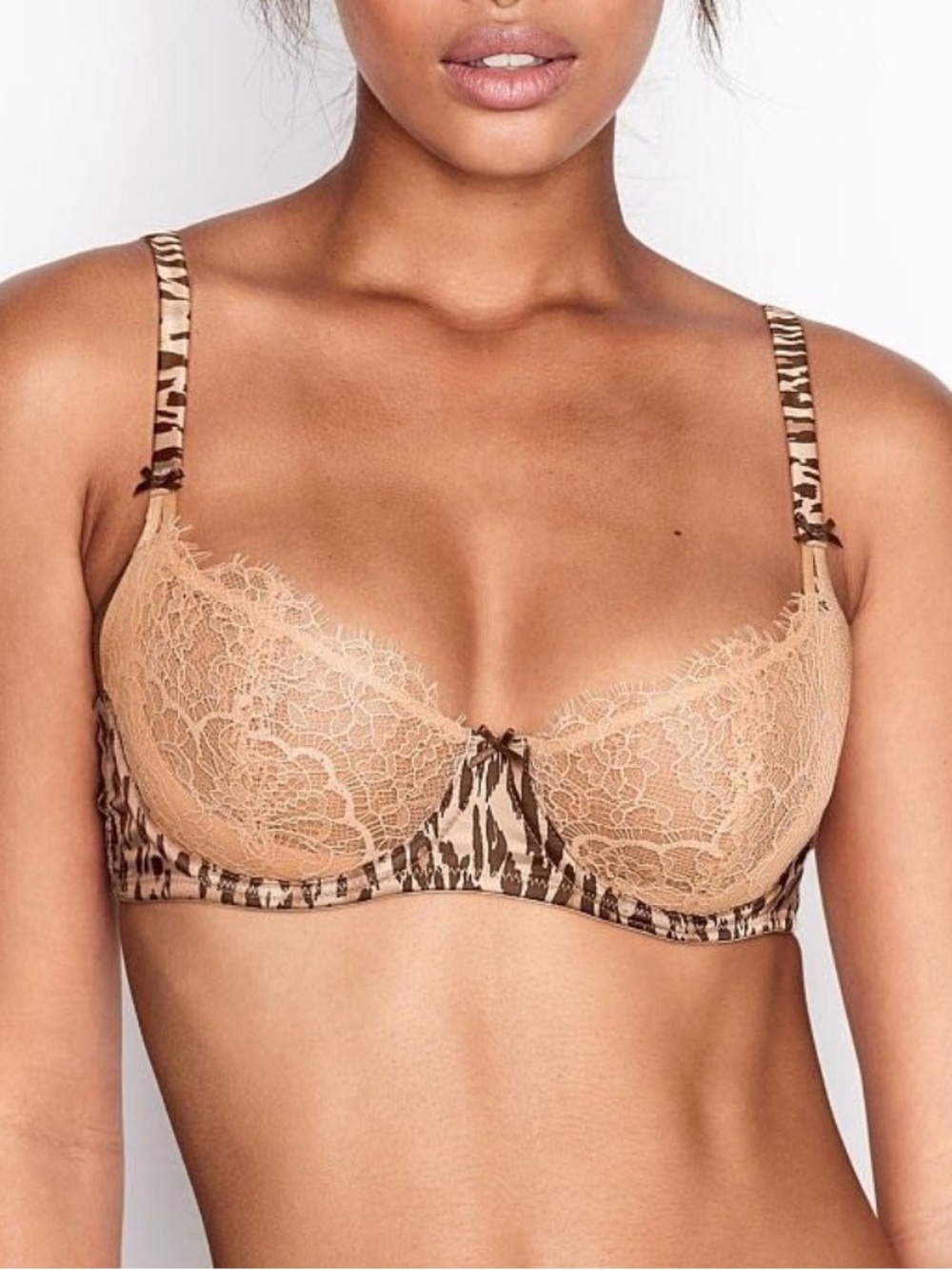 NEW Victorias Secret DREAM ANGELS UNLINED Push-Up Bra Size 34B Champagne Animal